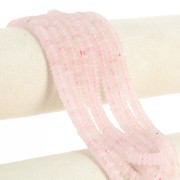 Cuentas redondas - Gema Heishi 6.5x2 mm - Cuarzo Rosa x38cm