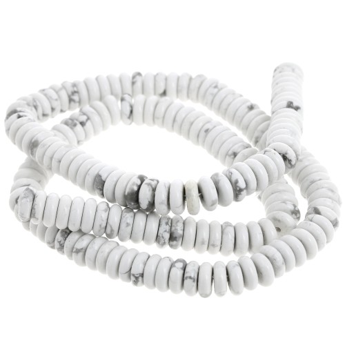 Cuentas redondas - Gema Heishi 6,5x2 mm - Howlita x38cm