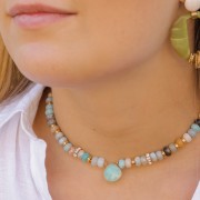 Cuentas arandalas Heishi 8.5x5 mm - Agata india x15