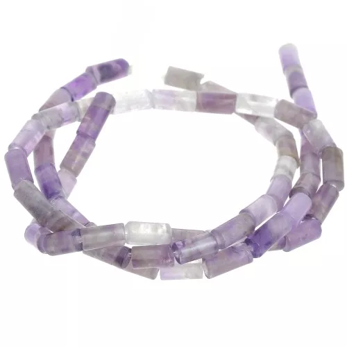Cuentas de tubo de piedra preciosa 6x3 mm - Amatista x38cm