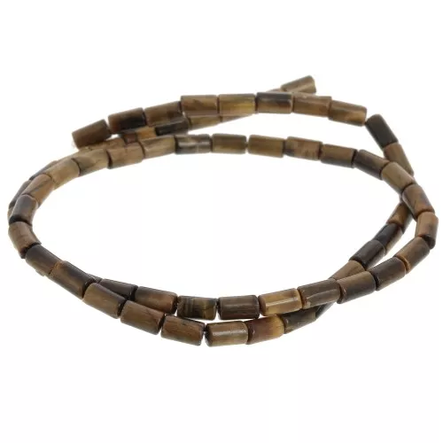 Cuentas de tubo de piedra preciosa 6x3 mm - ojo de tigre x38cm