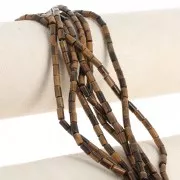 Cuentas de tubo de piedra preciosa 6x3 mm - ojo de tigre x38cm