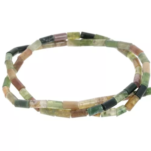 Cuentas de tubo de piedra preciosa 6x3 mm - Ágata de la India x38cm