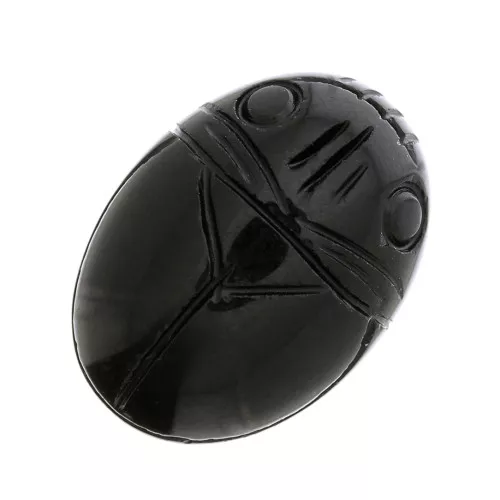 Cabujón de escarabajo ovalado grabado 18x13 mm en piedra preciosa - Agate negro x1