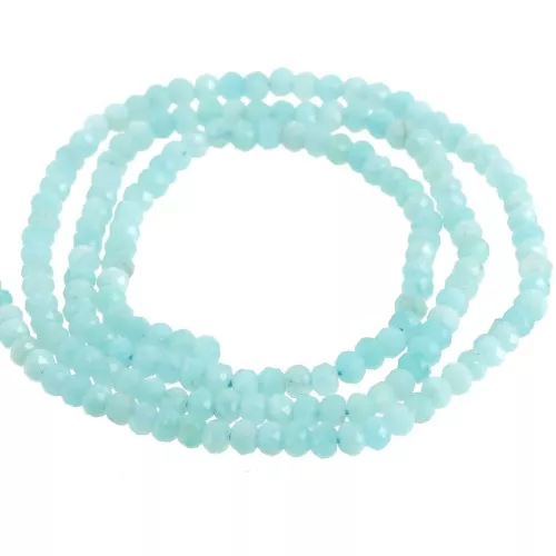 Cuentas redondas facetadas aplanadas 3.5x2.5mm gema - Amazonita x39cm
