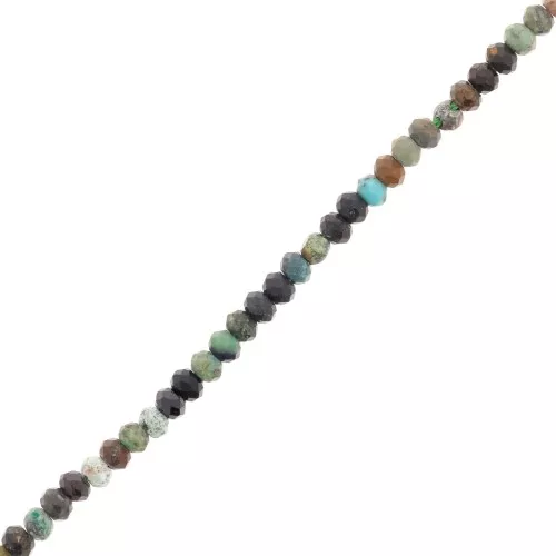 Cuentas redondas facetadas aplanadas 3x2 mm en piedra preciosa - Turquesa x39cm