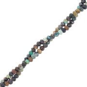 Cuentas redondas facetadas aplanadas 3x2 mm en piedra preciosa - Turquesa x39cm