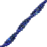 Cuentas redondas facetadas aplanadas 3.5x2.5mm en piedra preciosa - Lapis lazuli x39cm