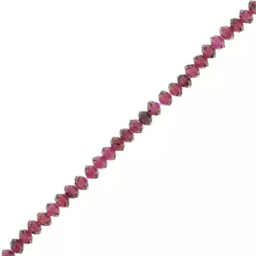 Cuentas redondas facetadas aplanadas 3x2 mm en piedra preciosa - Granate x39cm