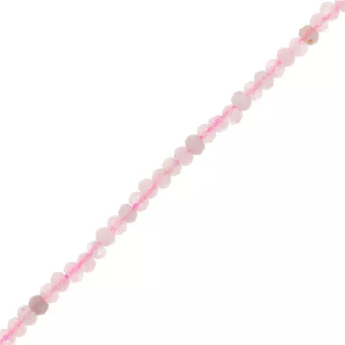 Cuentas redondas facetadas aplanadas 3x2 mm en piedra preciosa - Morganita x39cm