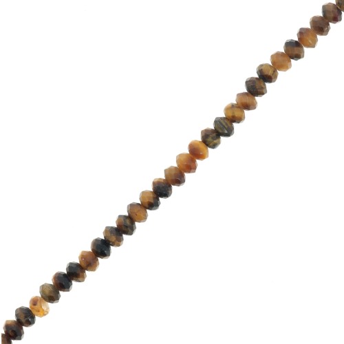Cuentas de gemas redondas facetadas 3x2 mm - Ojo de tigre x39cm
