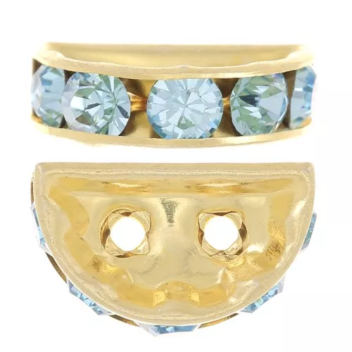 Rondel Media Luna 14x8 mm dorado Aquamarina x1