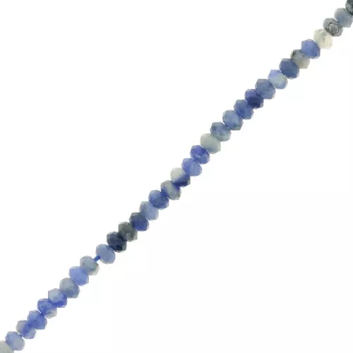 Cuentas redondas facetadas aplanadas 3x2 mm en piedra preciosa - Sodalita x39cm
