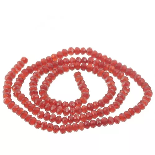 Cuenta redonda facetada aplanada 3.5x2 mm gema - Cornalina x39cm