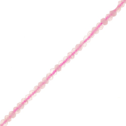 Cuentas de piedras preciosas facetadas 3x2 mm - Cuarzo Rosa x39cm