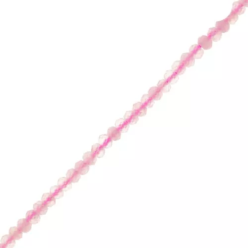 Cuentas de piedras preciosas facetadas 3x2 mm - Cuarzo Rosa x39cm
