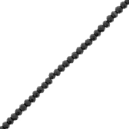 Cuentas redondas facetadas aplanadas 3x2 mm en piedra preciosa - Ágata negra x39cm