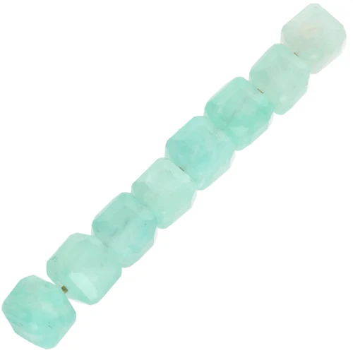 Cubo facetado 4x4 mm cuentas de piedras preciosas - Amazonita x10