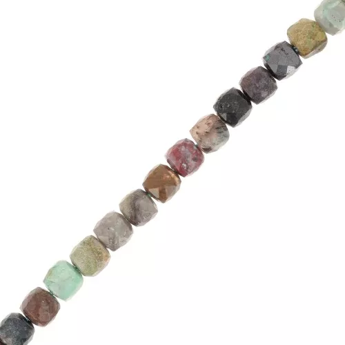 Cuentas facetadas en forma de cubo de 4,5x4,5 mm en piedra preciosa - Turquesa x10
