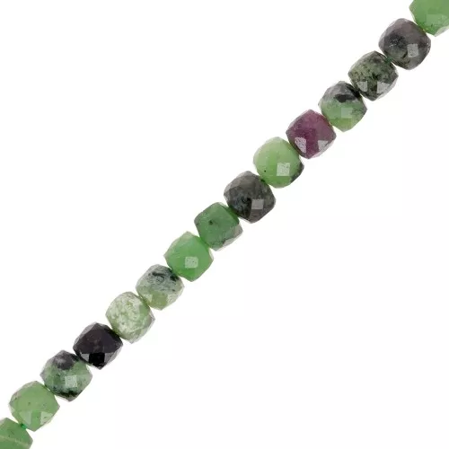 Cuentas de cubo de piedra preciosa facetada de 4,5x4,5 mm - Zoisita Rubí x10