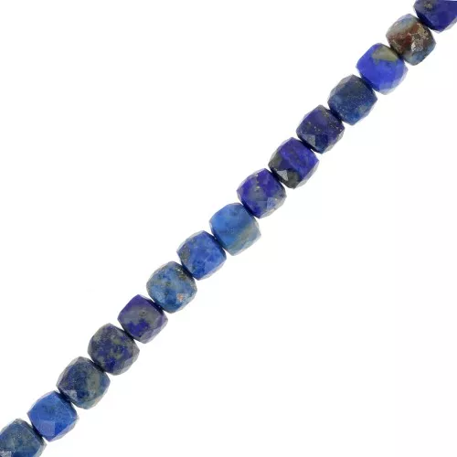 Cuentas cúbicas facetadas de 4x4 mm en piedra preciosa - Lapislázuli x10