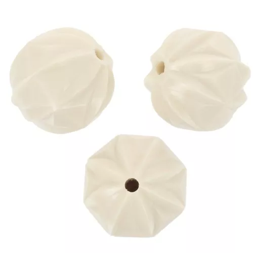 Cuentas redondas trabajadas en resina opaca 10 mm - Crudo x10