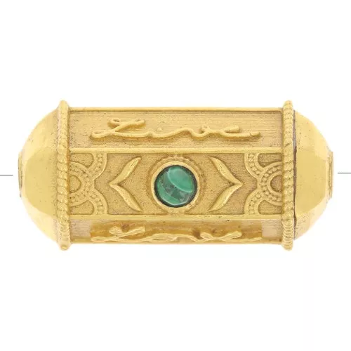 Cilindro de perla excluido Perles&Co - imitación de gema 25x12 mm Dorado Oro fino - Malaquita