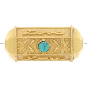 Cilindro de perla excluida Perles&amp;Co - gema de imitación 25x12 mm Dorado Oro fino - Turquesa|raw }}