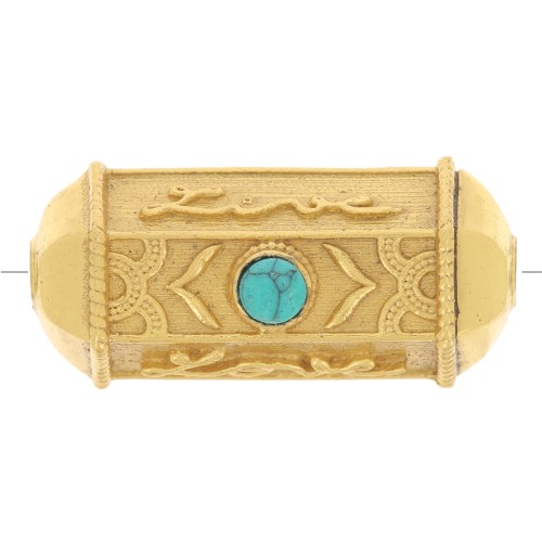 Cilindro de perla excluida Perles&Co - gema de imitación 25x12 mm Dorado Oro fino - Turquesa