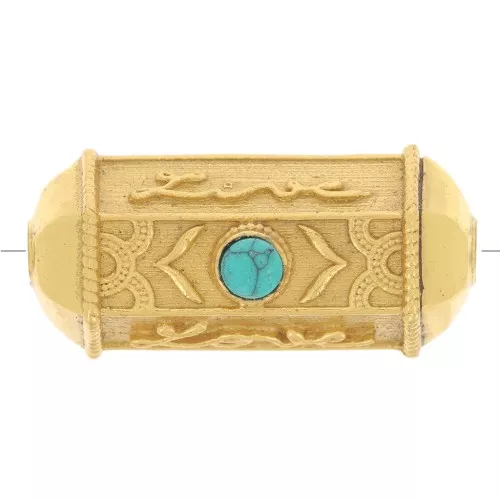 Cilindro de perla excluida Perles&Co - gema de imitación 25x12 mm Dorado Oro fino - Turquesa