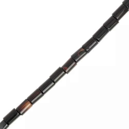 Cuentas de tubo de piedra preciosa 5x3,5 mm - Ágata negra x38cm