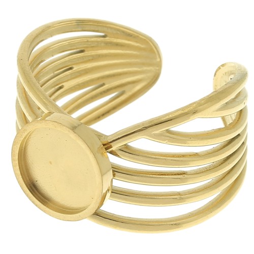 Anillo ancho de varias filas - ajustable - para cabujón de fondo plano de 8 mm - acero inoxidable 304 oro x1