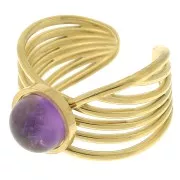 Anillo ancho de varias filas - ajustable - para cabujón de fondo plano de 8 mm - acero inoxidable 304 oro x1