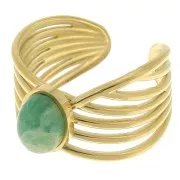 Anillo ancho de varias hileras - ajustable - para cabujón de fondo plano 8x6mm - Acero inoxidable dorado 304 x1