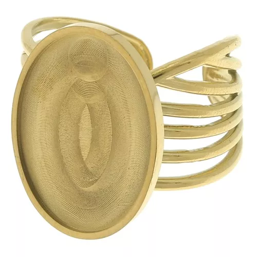 Anillo ancho de varias hileras - ajustable - cabujón fondo plano 18x13 mm - Acero inoxidable 304 dorado x1