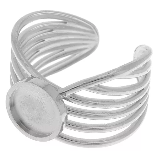 Anillo ancho de varias filas - ajustable - para cabujón de fondo plano de 8 mm - Acero inoxidable 304 x1