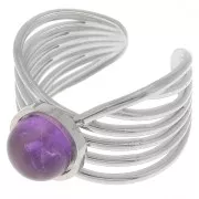 Anillo ancho de varias filas - ajustable - para cabujón de fondo plano de 8 mm - Acero inoxidable 304 x1