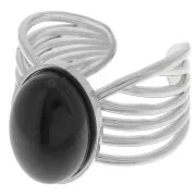 Anillo ancho de varias filas - ajustable - para cabujón de fondo plano 14x10 mm - Acero inoxidable 304 x1