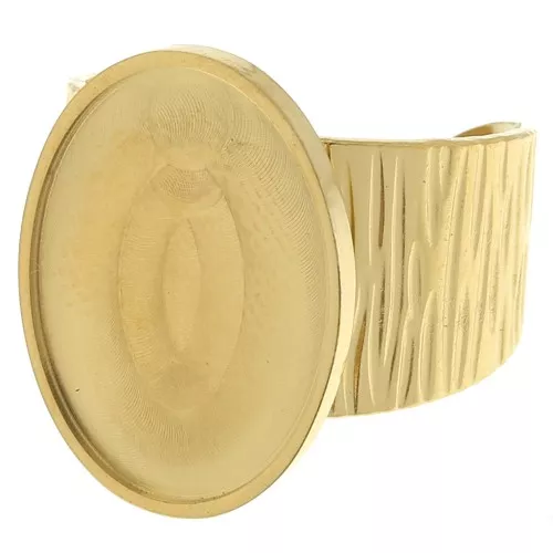 Anillo ancho ajustable - cabujón con base plana 18x13 mm - acero inoxidable 304 oro x1
