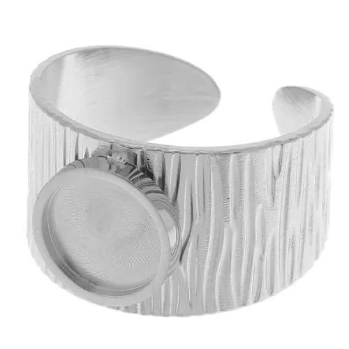 Anillo ranurado ancho y ajustable para cabujón de fondo plano de 8 mm - acero inoxidable 304 x1