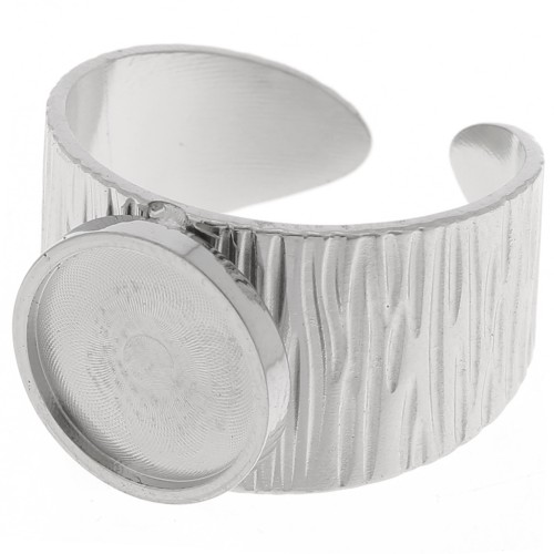 Anillo ranurado ancho y ajustable para cabujón de fondo plano de 10 mm - Acero inoxidable 304 x1