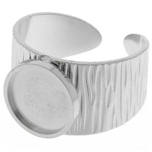 Anillo ranurado ancho y ajustable para cabujón de fondo plano de 10 mm - Acero inoxidable 304 x1