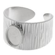 Anillo ranurado ancho y ajustable para cabujón de fondo plano de 8x6 mm - Acero inoxidable 304 x1