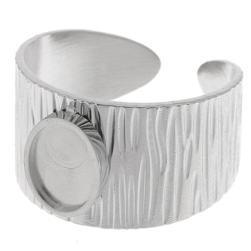 Anillo ranurado ancho y ajustable para cabujón de fondo plano de 8x6 mm - Acero inoxidable 304 x1
