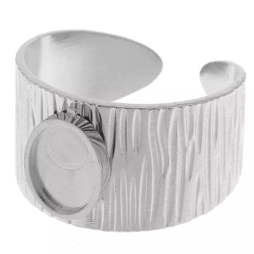 Anillo ranurado ancho y ajustable para cabujón de fondo plano de 8x6 mm - Acero inoxidable 304 x1