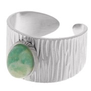 Anillo ranurado ancho y ajustable para cabujón de fondo plano de 8x6 mm - Acero inoxidable 304 x1