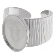 Anillo ranurado ancho y ajustable para cabujón de fondo plano de 14x10 mm - Acero inoxidable 304 x1