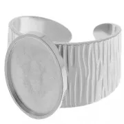 Anillo ranurado ancho y ajustable para cabujón de fondo plano de 14x10 mm - Acero inoxidable 304 x1