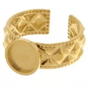 Anillo texturizado ajustable para cabujón de fondo plano de 8 mm - Acero inoxidable dorado 304