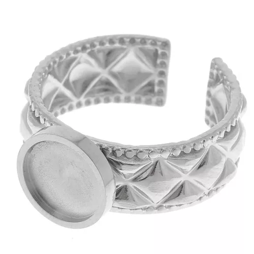 Anillo texturizado ajustable para cabujón de fondo plano de 8 mm - acero inoxidable 304 x1